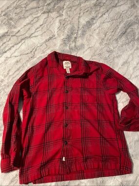 Lands' End x Blake Shelton Men's Red Plaid Button-Down Shirt Country Flannel